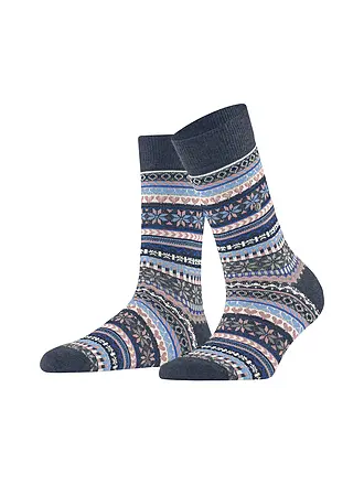 BURLINGTON | Damen Socken FAIR ISLE DELIGHT 36-41 camel | blau